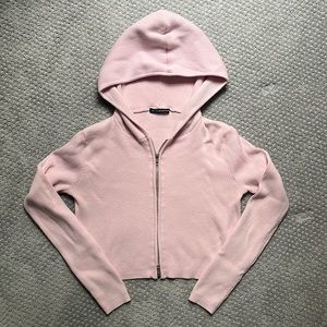 Brandy Melville Light Pink Arden Crop Hoodie